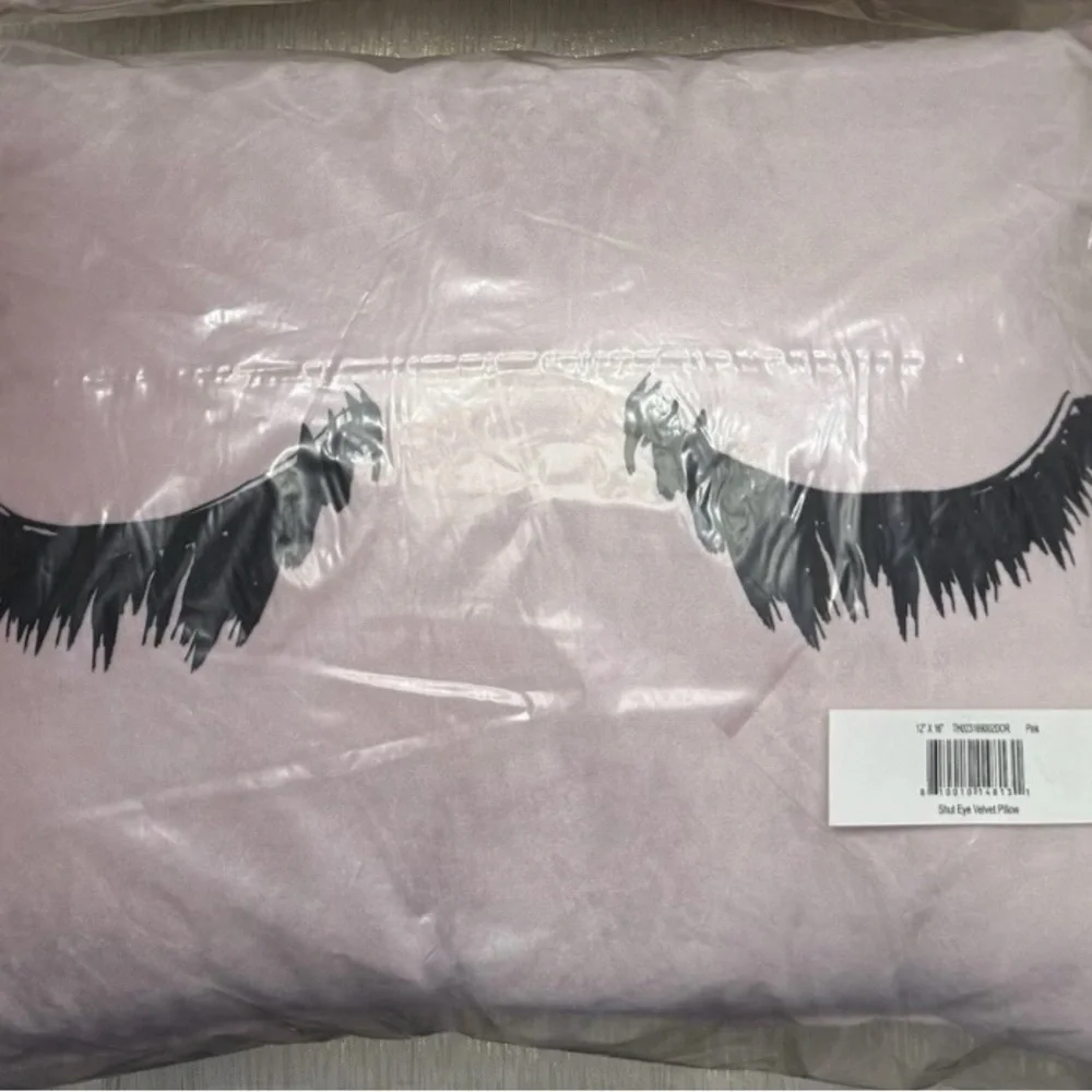 Dormify Lashes Pink Pillow NEW Soft velour Fun for Decorating or rest 12”X 16”